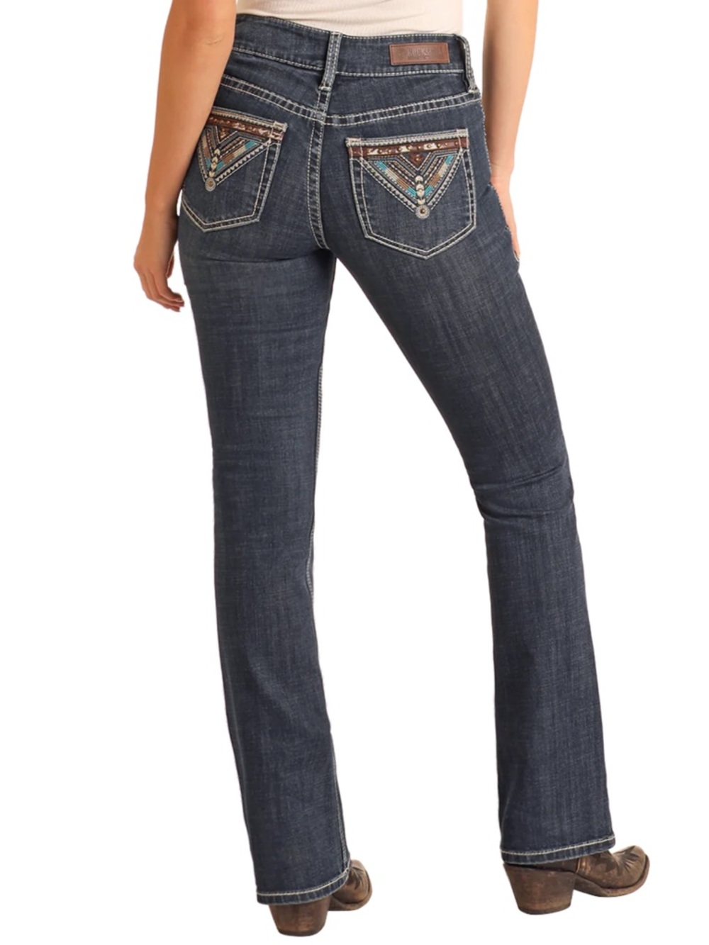 Rock & Roll Aztec Embroidered Jeans size 31x32